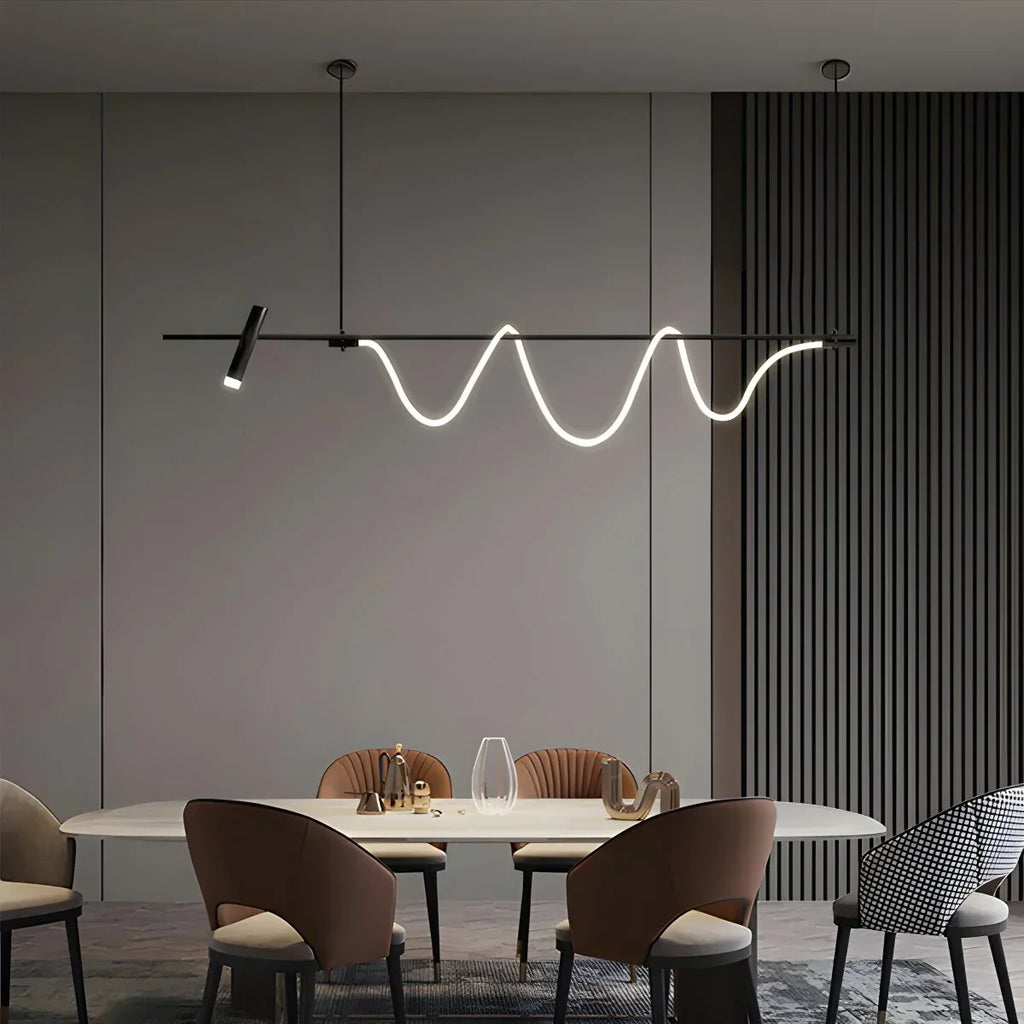 Moderne lange Pendelleuchte mit Spotlights | Desfino