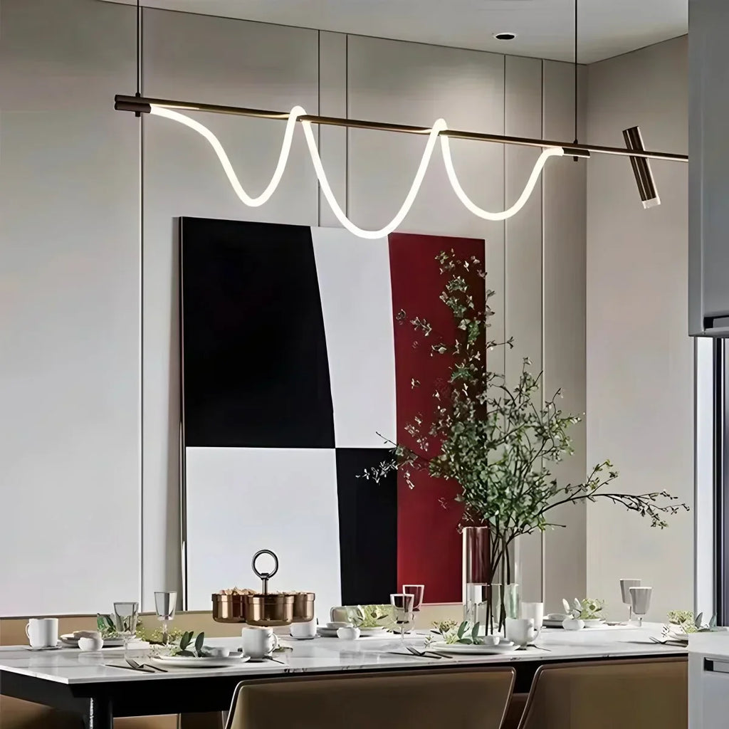 Moderne lange Pendelleuchte mit Spotlights | Desfino
