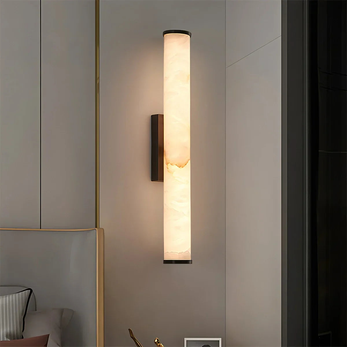 Modern Cylindrical Spanish Alabaster Wall Sconce | Desfino