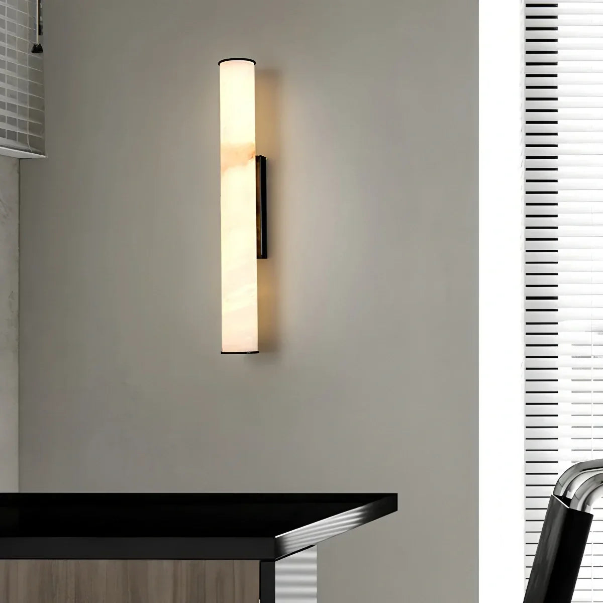 Modern Cylindrical Spanish Alabaster Wall Sconce | Desfino