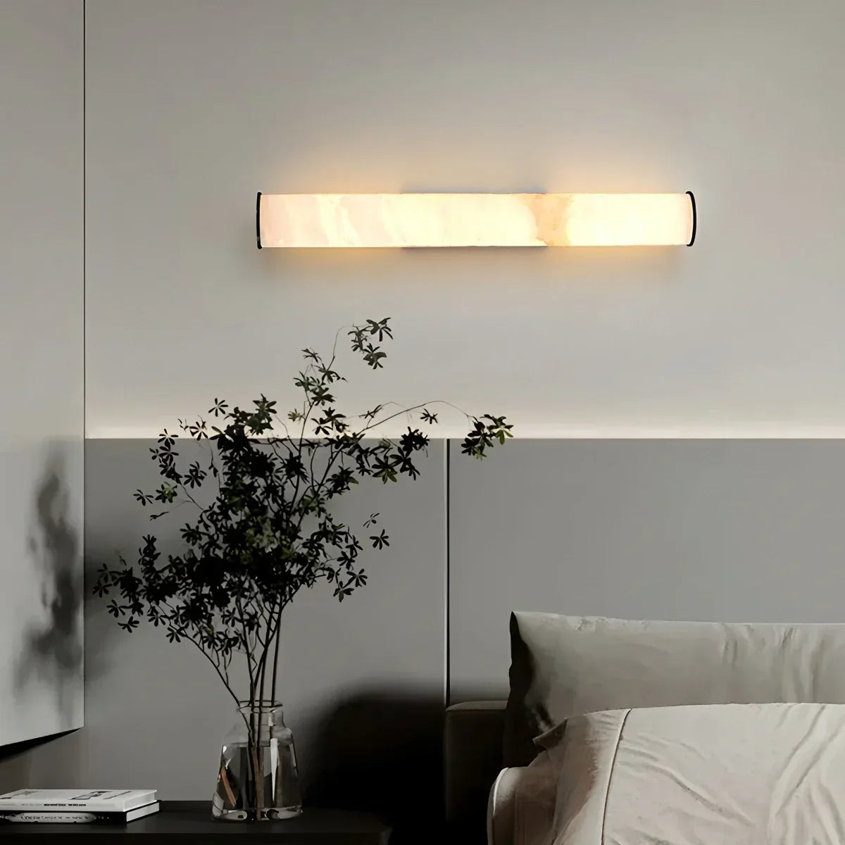 Modern Cylindrical Spanish Alabaster Wall Sconce | Desfino