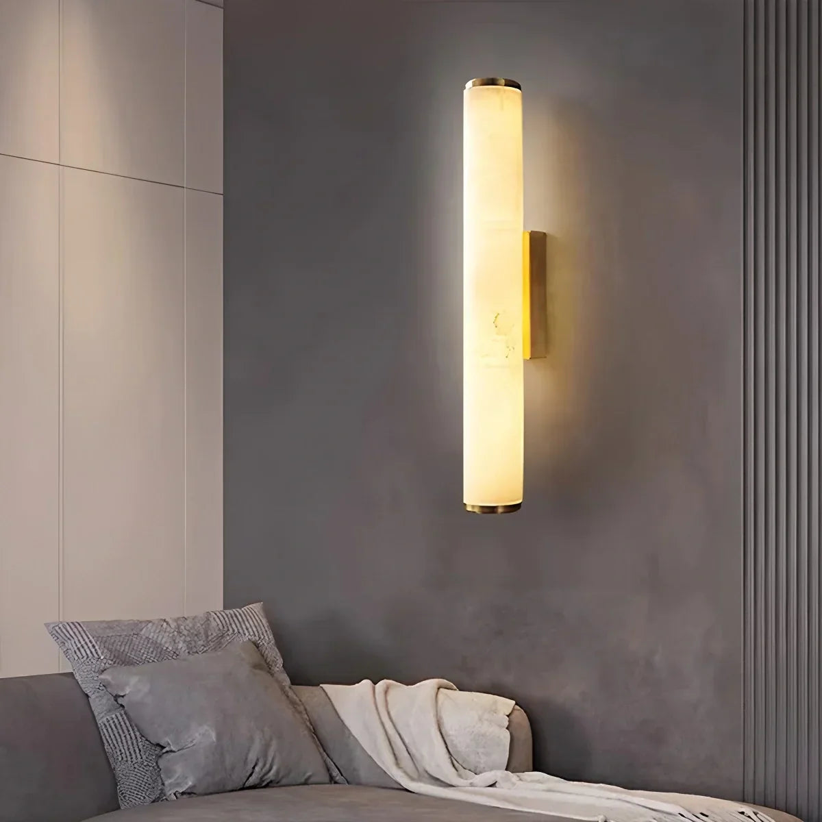 Modern Cylindrical Spanish Alabaster Wall Sconce | Desfino
