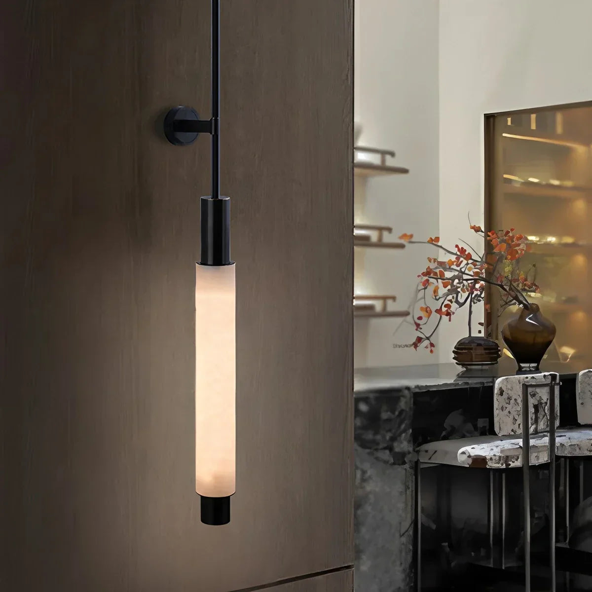 Moderne längliche Wandleuchte aus spanischem Alabaster | Desfino