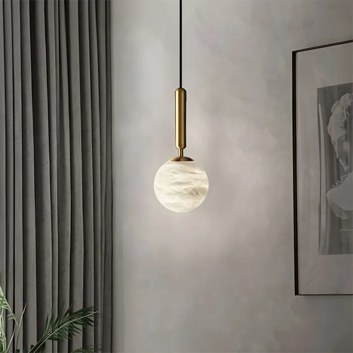 Modern Globe Spanish Alabaster Pendant Light | Desfino