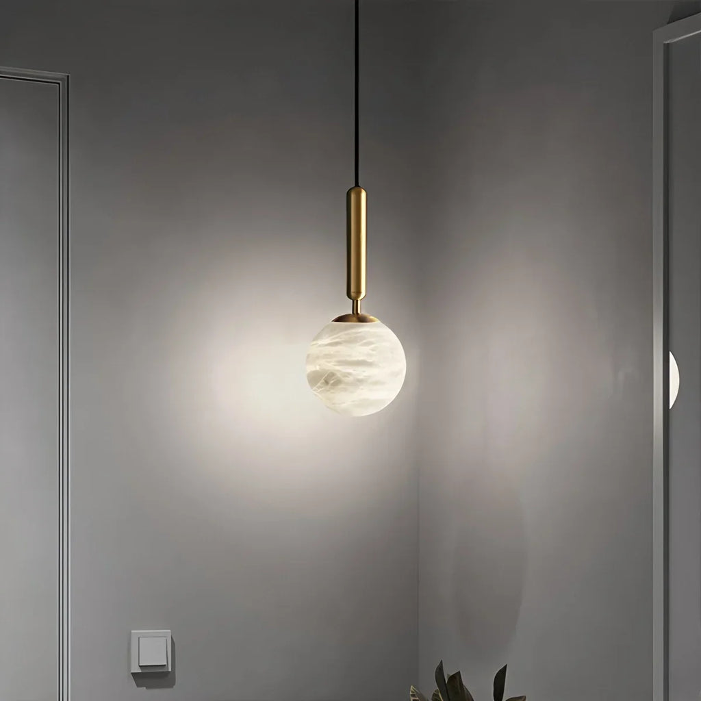 Modern Globe Spanish Alabaster Pendant Light | Desfino