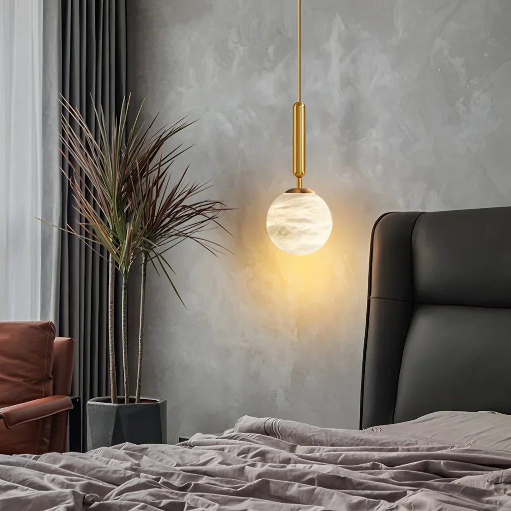 Modern Globe Spanish Alabaster Pendant Light | Desfino