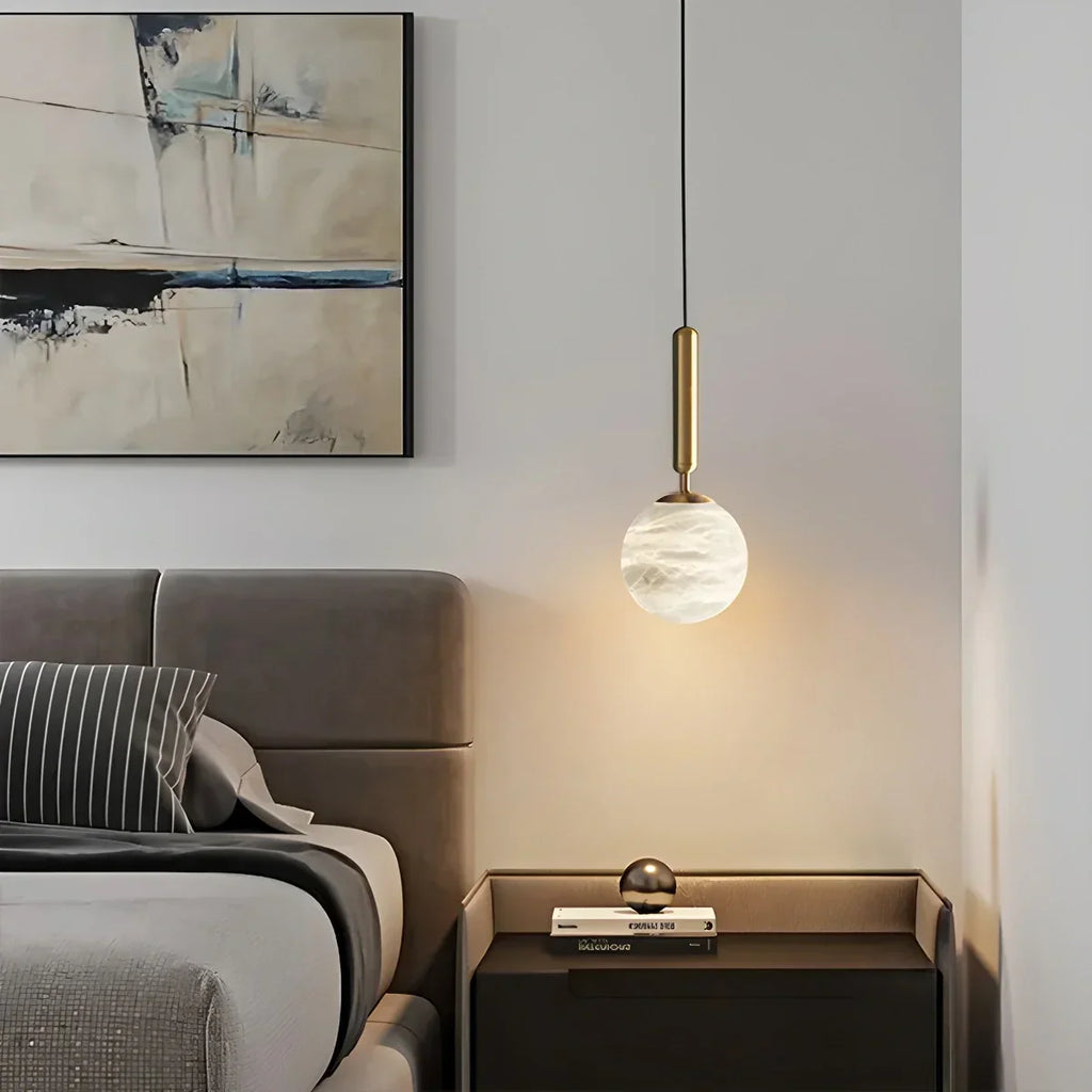 Modern Globe Spanish Alabaster Pendant Light | Desfino