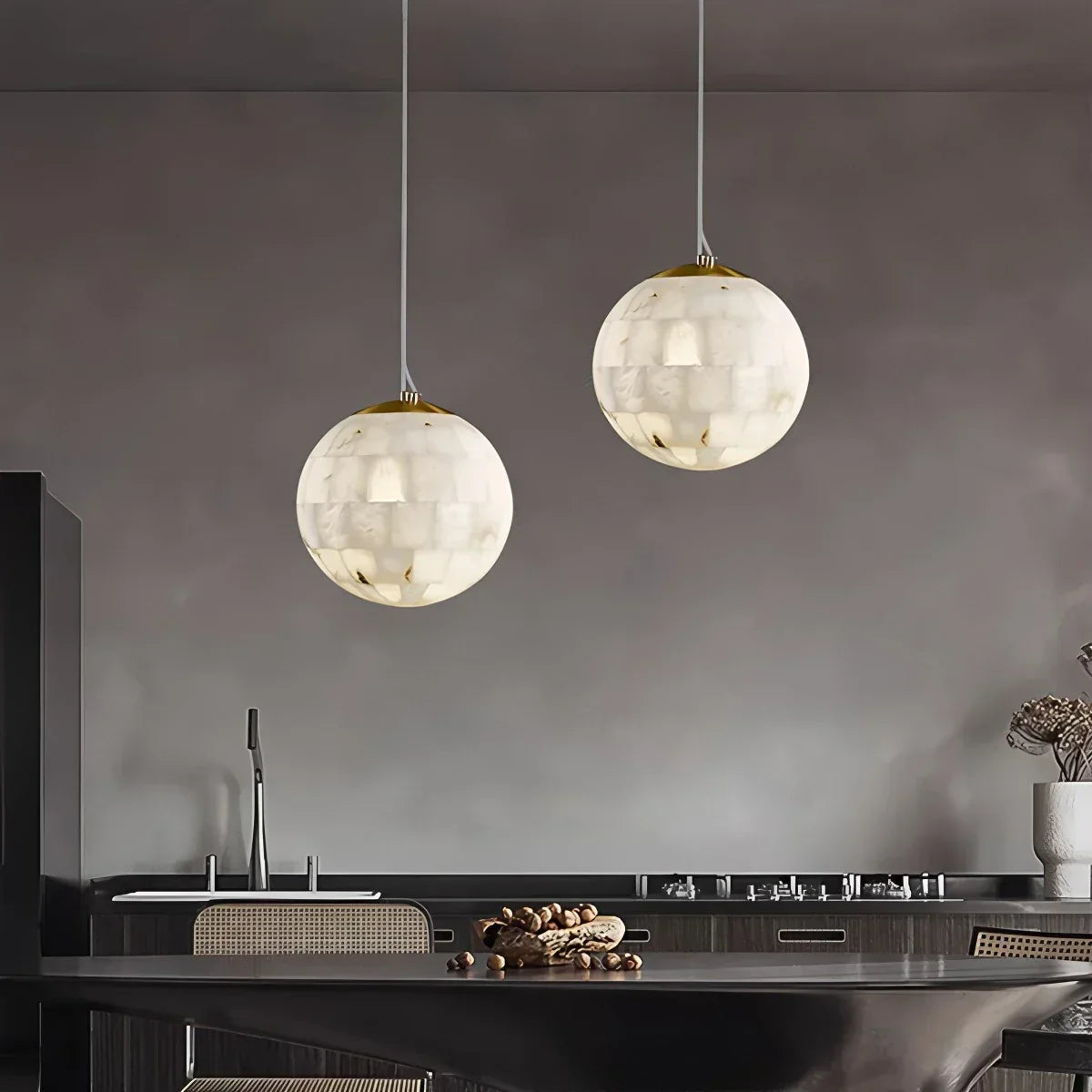 Modern Creative Spliced Ball Spanish Alabaster Pendant Light | Desfino