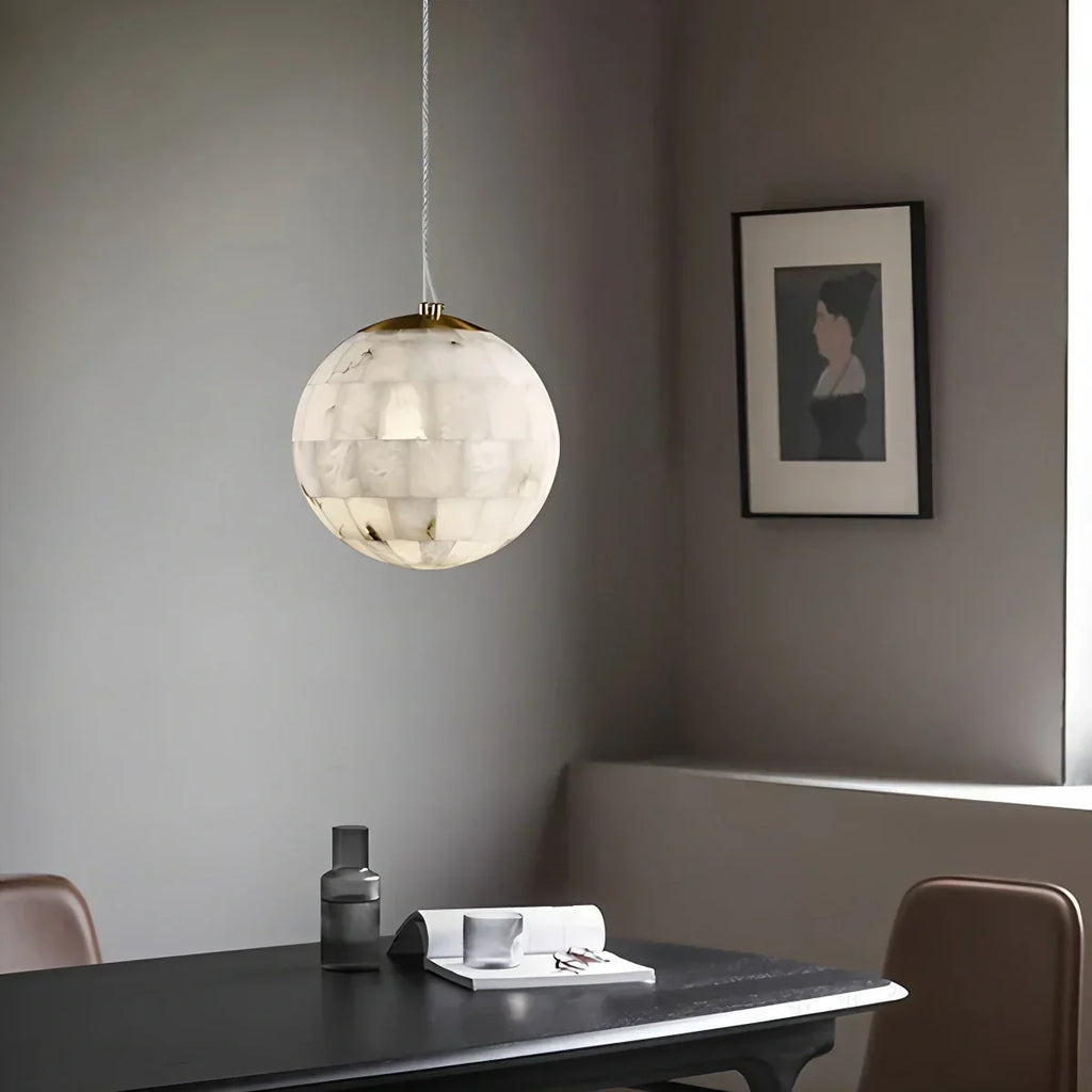 Modern Creative Spliced Ball Spanish Alabaster Pendant Light | Desfino