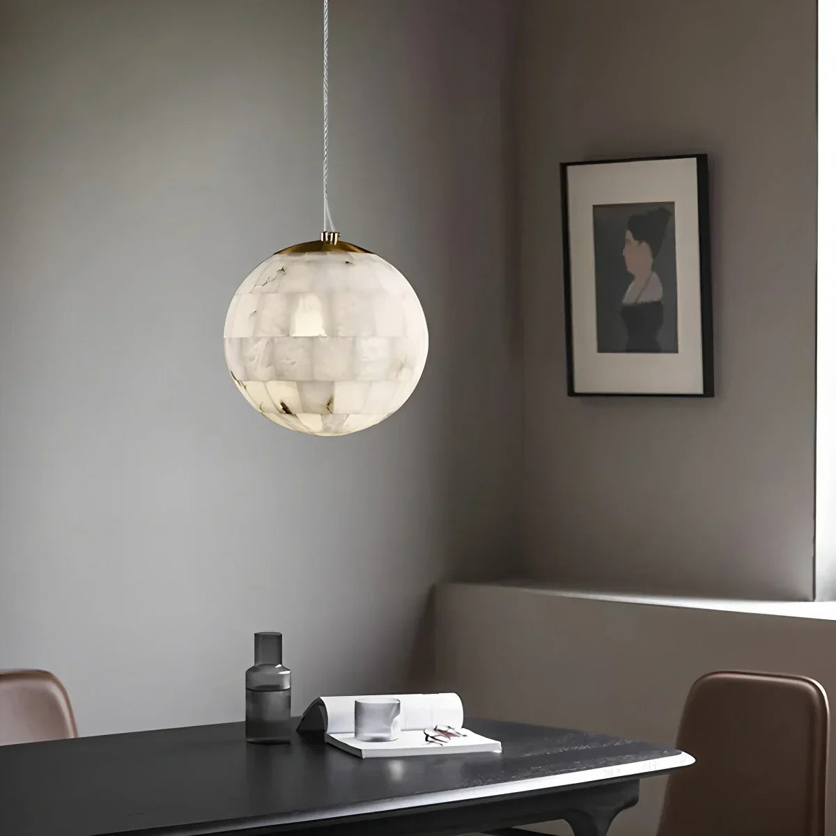 Modern Creative Spliced Ball Spanish Alabaster Pendant Light | Desfino