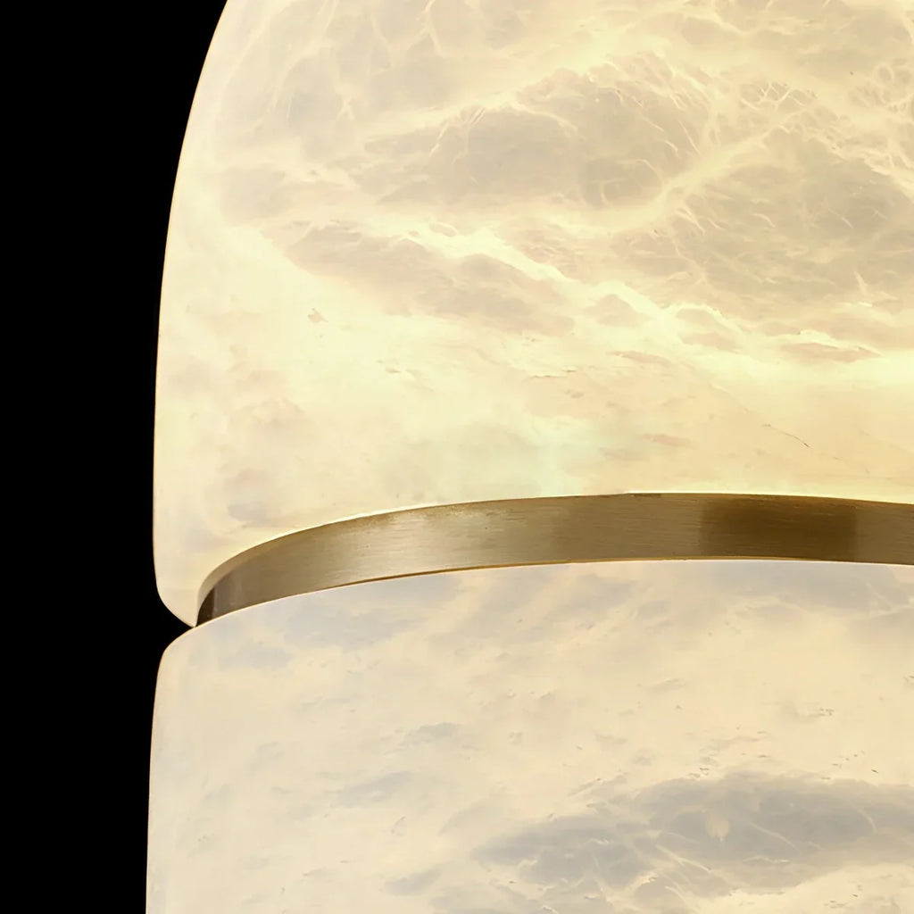 Moderne luxuriöse ovale Pendelleuchte aus spanischem Alabaster | Desfino