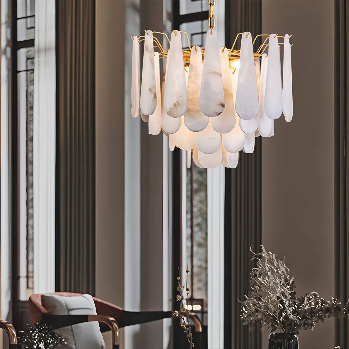 Modern Luxury Multi-layer Spanish Alabaster Chandelier | Desfino