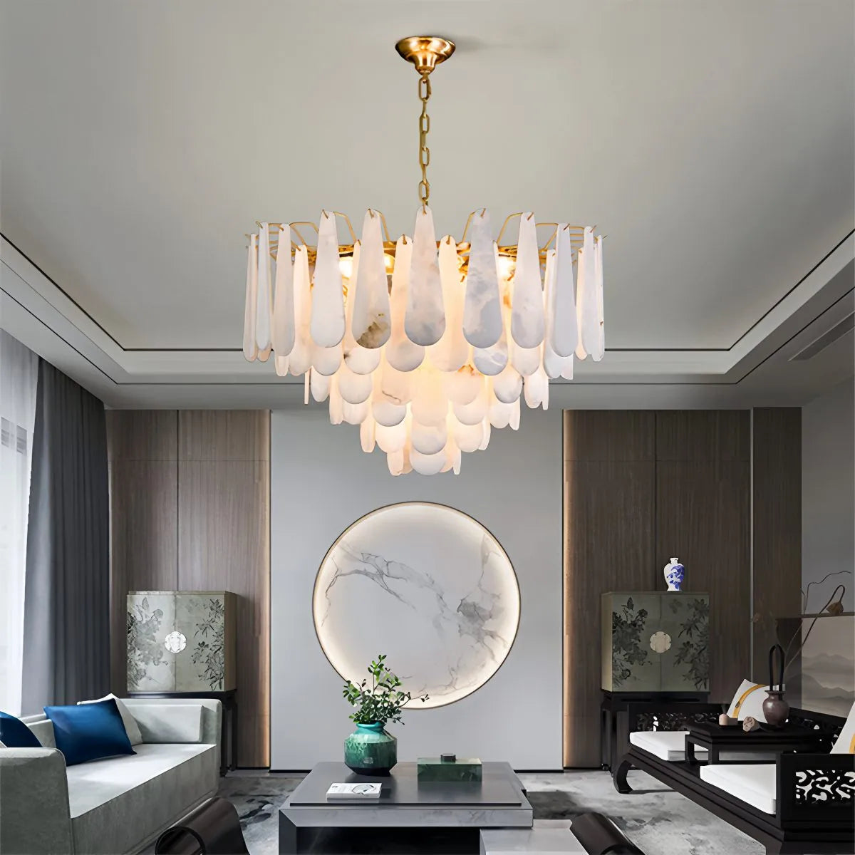 Modern Luxury Multi-layer Spanish Alabaster Chandelier | Desfino