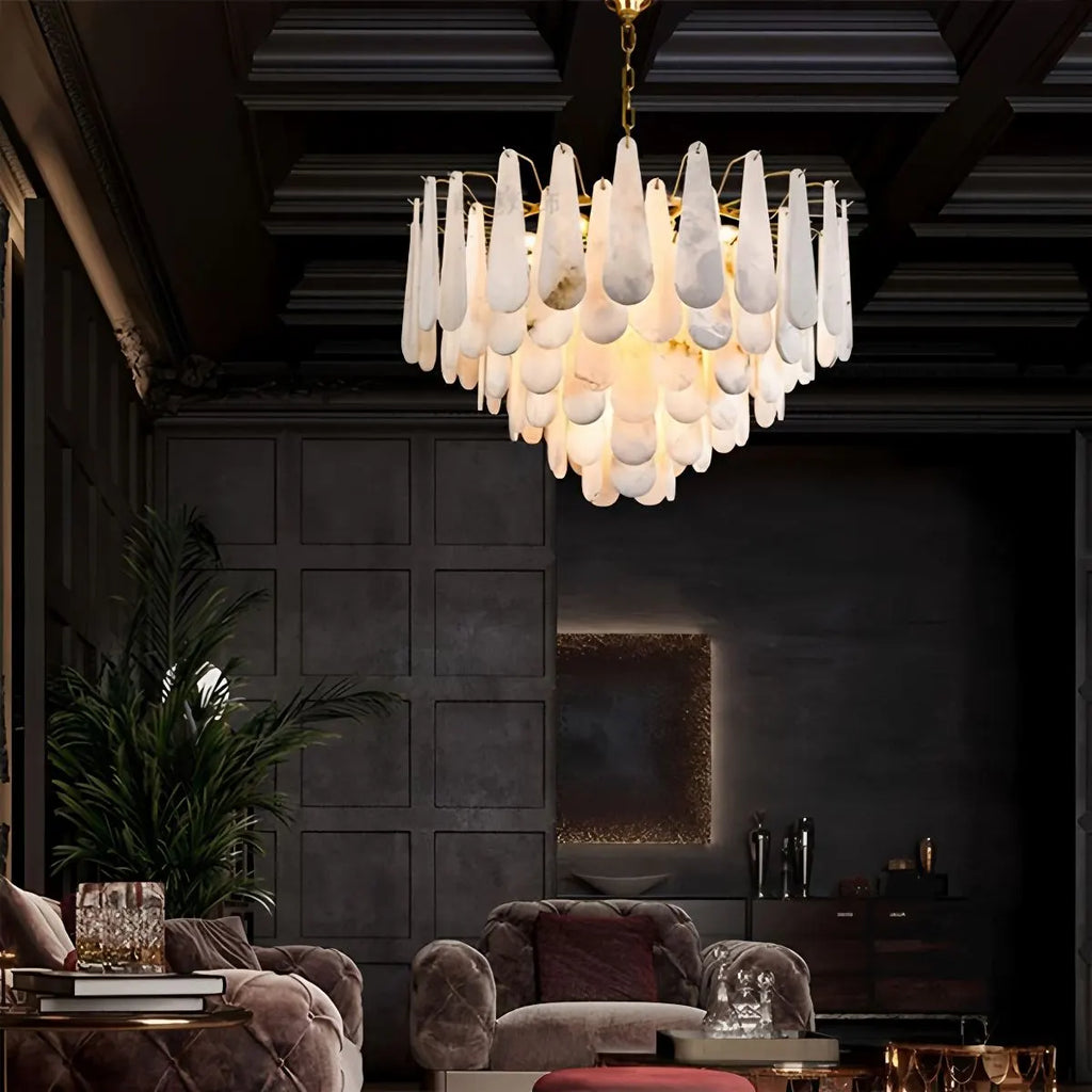 Modern Luxury Multi-layer Spanish Alabaster Chandelier | Desfino
