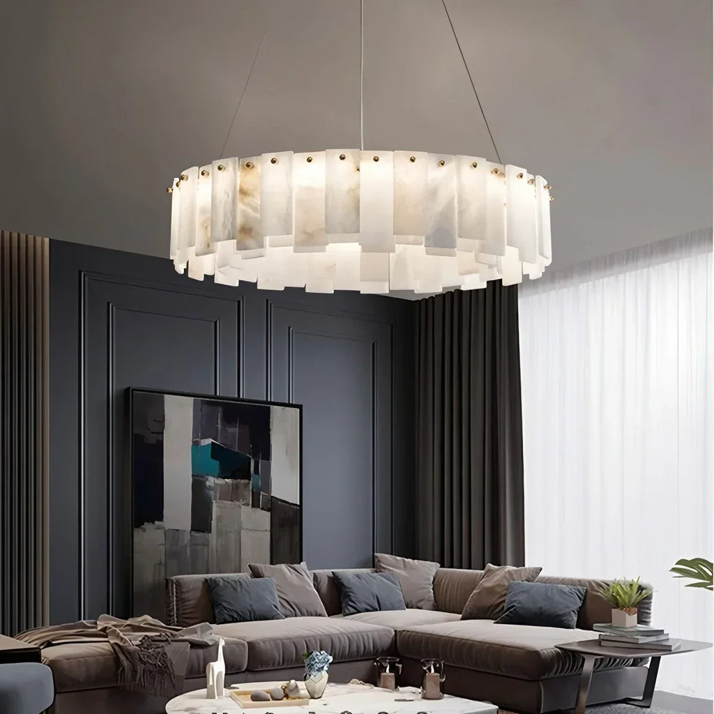 Modern Ring Spanish Alabaster Chandelier for Living Room | Desfino
