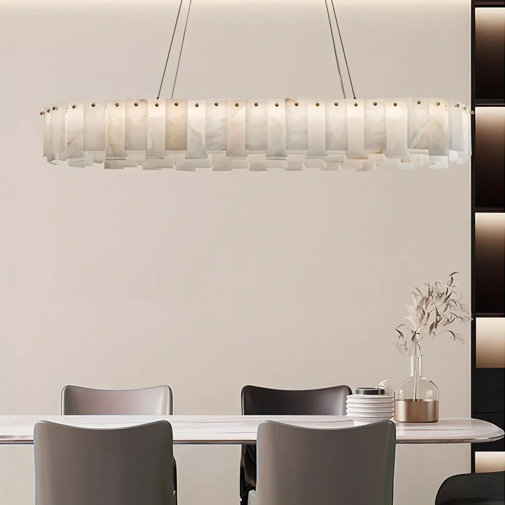 Modern Ring Spanish Alabaster Chandelier for Living Room | Desfino