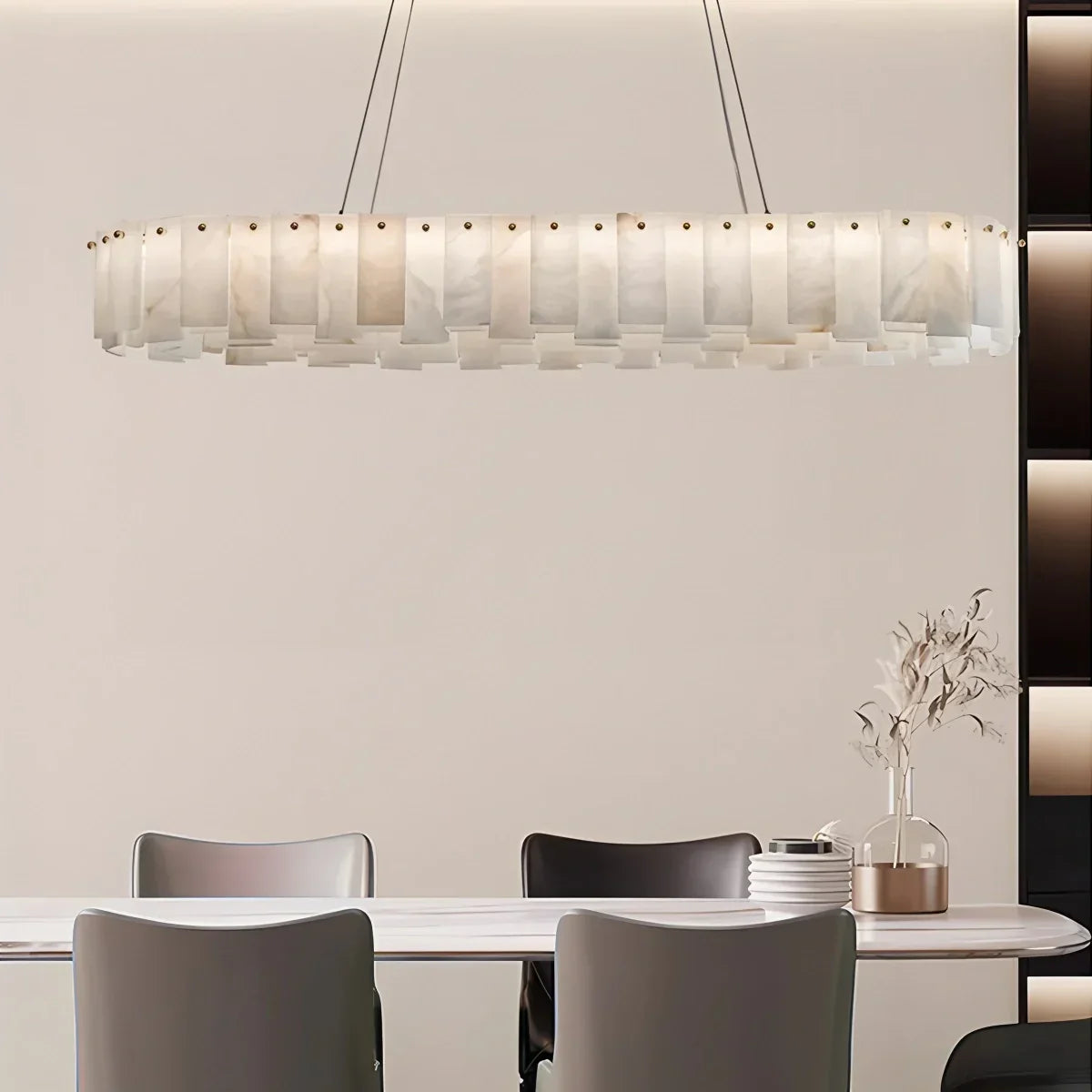 Modern Ring Spanish Alabaster Chandelier for Living Room | Desfino
