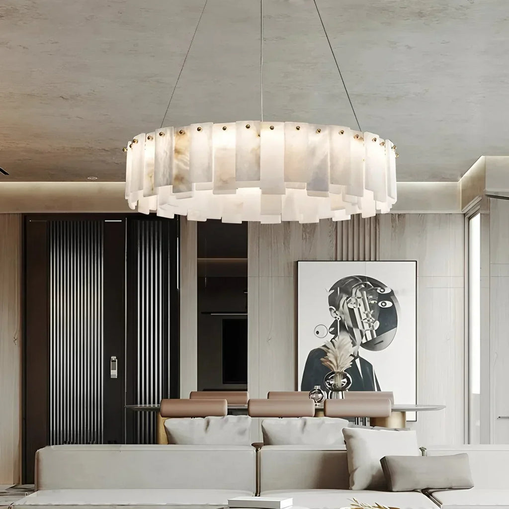 Modern Ring Spanish Alabaster Chandelier for Living Room | Desfino