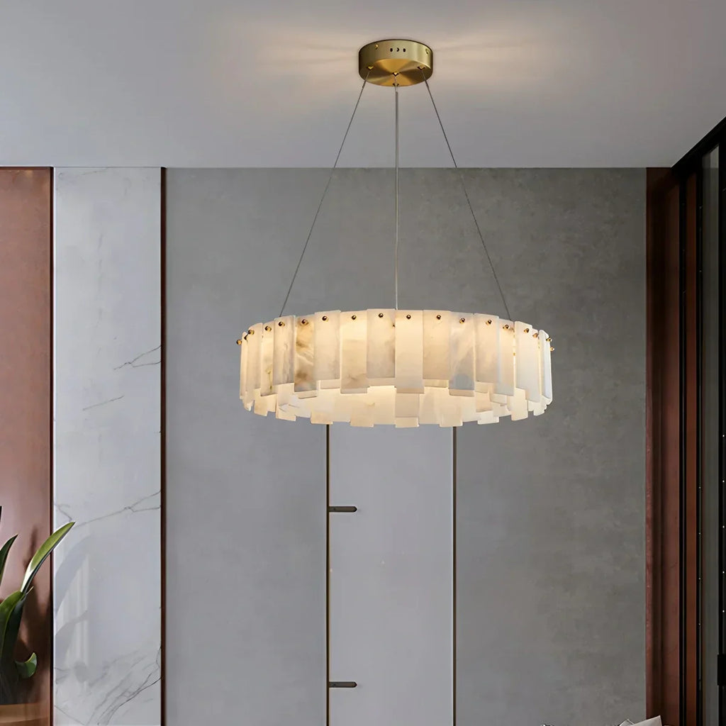 Modern Ring Spanish Alabaster Chandelier for Living Room | Desfino