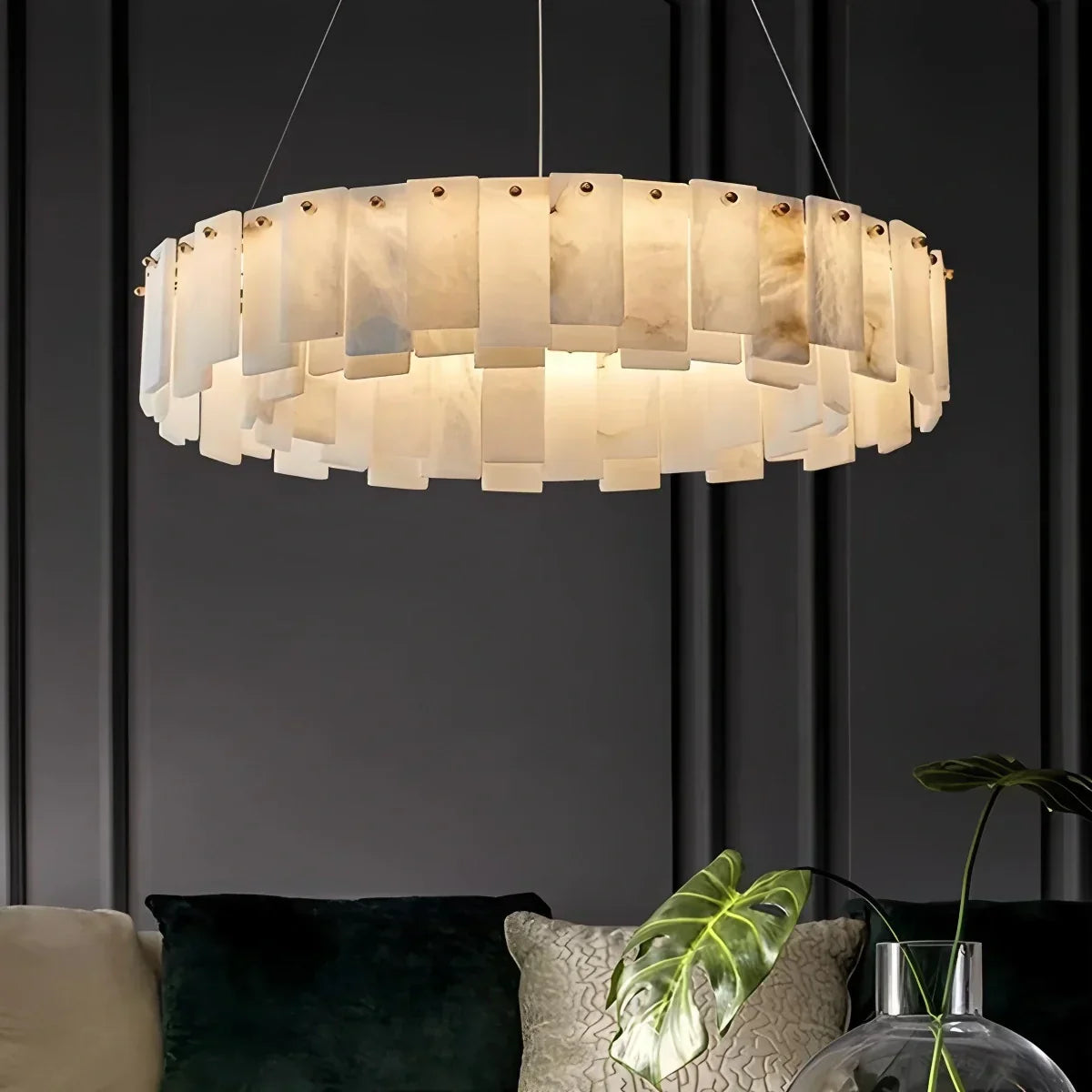 Modern Ring Spanish Alabaster Chandelier for Living Room | Desfino