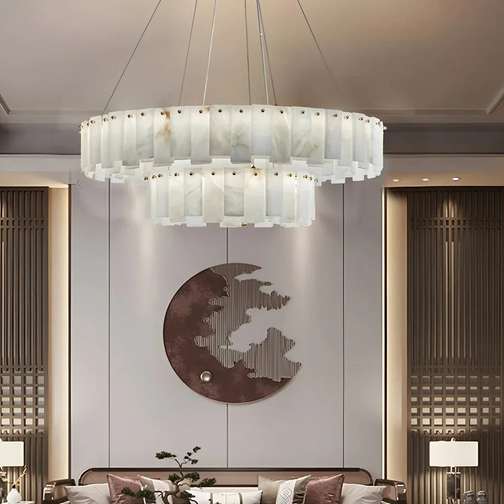 Modern Ring Spanish Alabaster Chandelier for Living Room | Desfino
