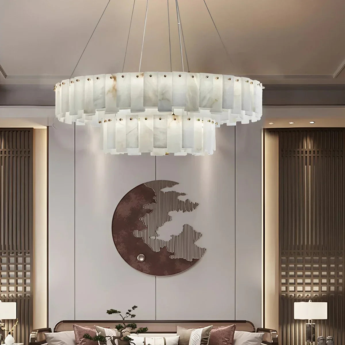 Modern Ring Spanish Alabaster Chandelier for Living Room | Desfino