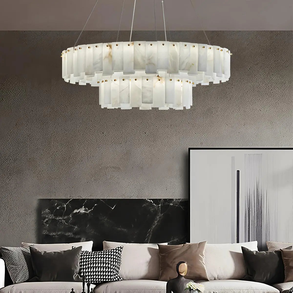 Modern Ring Spanish Alabaster Chandelier for Living Room | Desfino