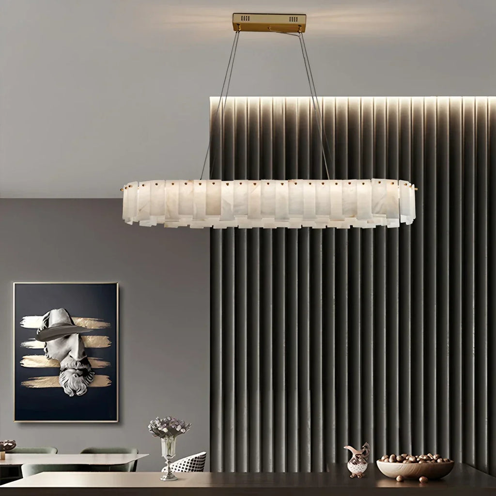 Modern Ring Spanish Alabaster Chandelier for Living Room | Desfino