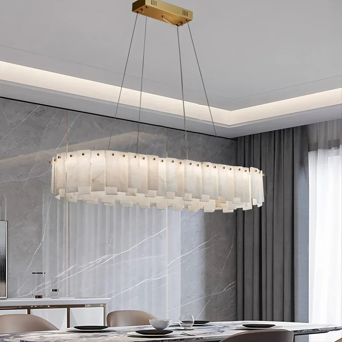 Modern Ring Spanish Alabaster Chandelier for Living Room | Desfino