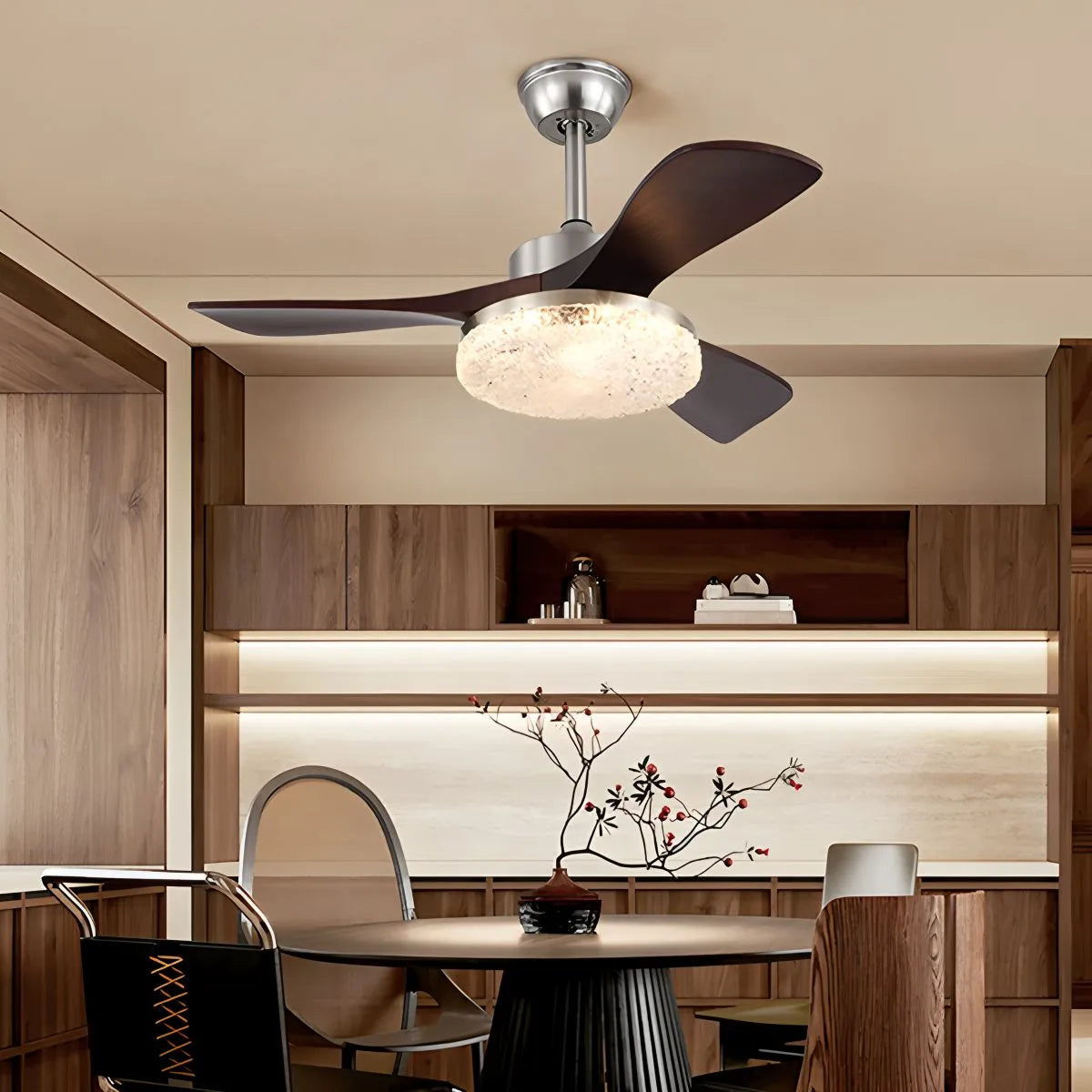 Vintage-Luxus-Deckenventilator mit Holz und Licht | Desfino