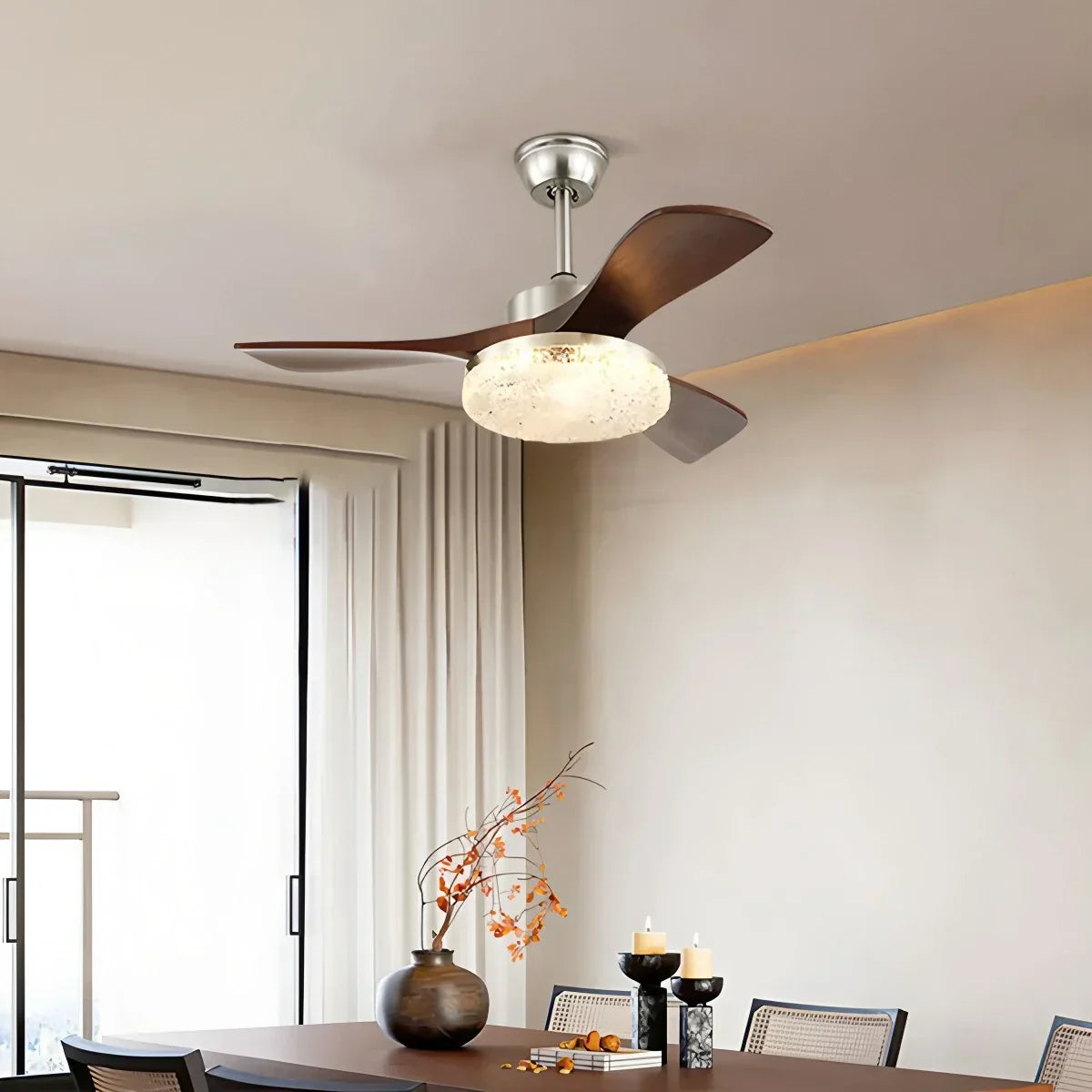 Vintage-Luxus-Deckenventilator mit Holz und Licht | Desfino