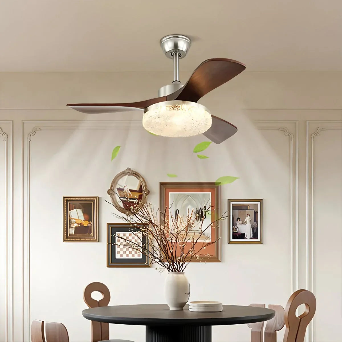 Vintage-Luxus-Deckenventilator mit Holz und Licht | Desfino
