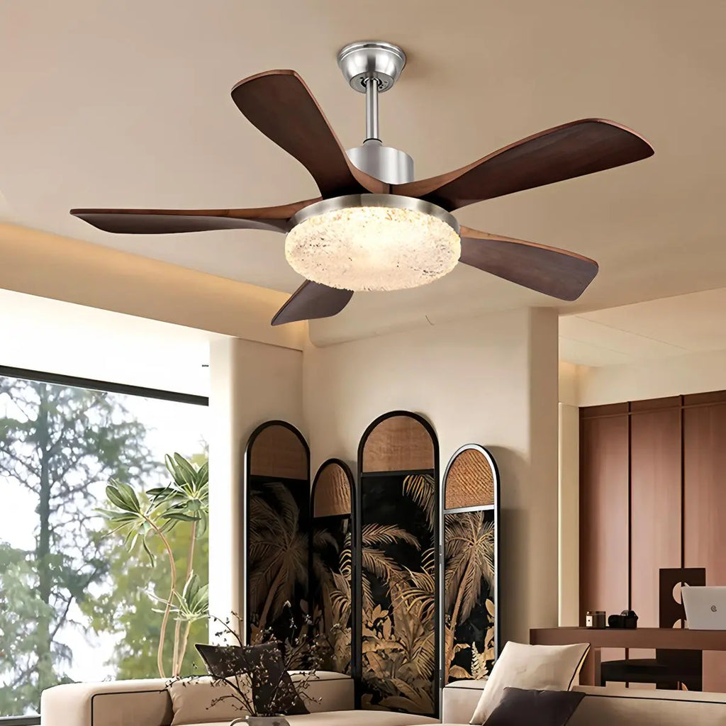 Vintage-Luxus-Deckenventilator mit Holz und Licht | Desfino