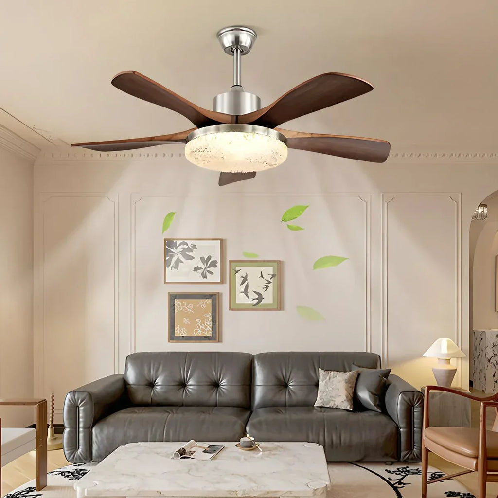 Vintage-Luxus-Deckenventilator mit Holz und Licht | Desfino
