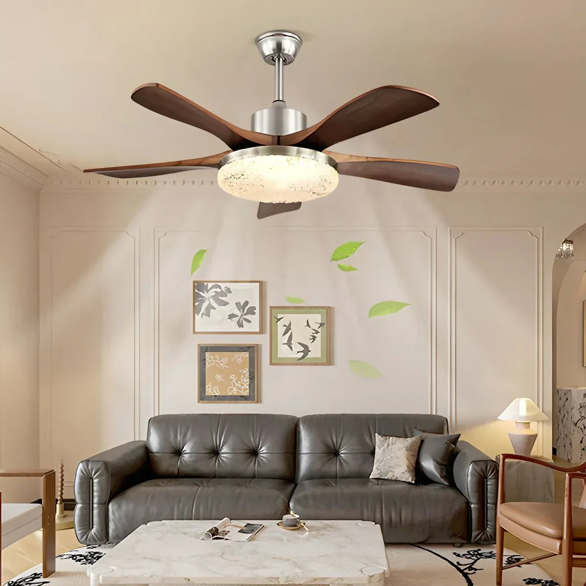 Vintage-Luxus-Deckenventilator mit Holz und Licht | Desfino