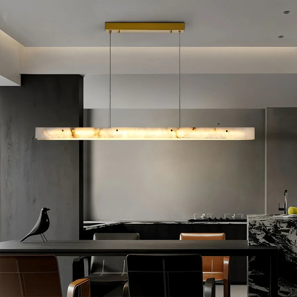 Modern Minimalist Linear Spanish Alabaster Pendant Light | Desfino