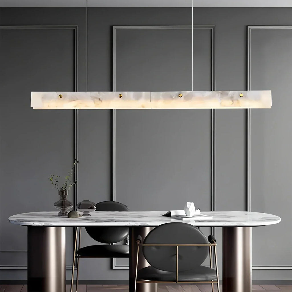 Modern Minimalist Linear Spanish Alabaster Pendant Light | Desfino