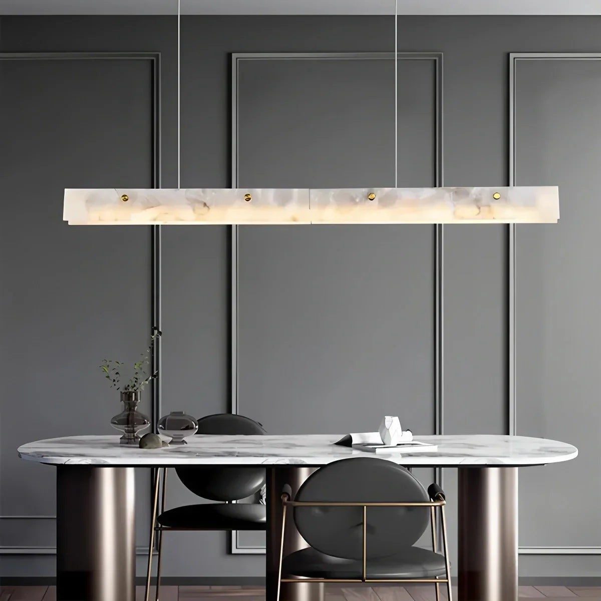 Modern Minimalist Linear Spanish Alabaster Pendant Light | Desfino
