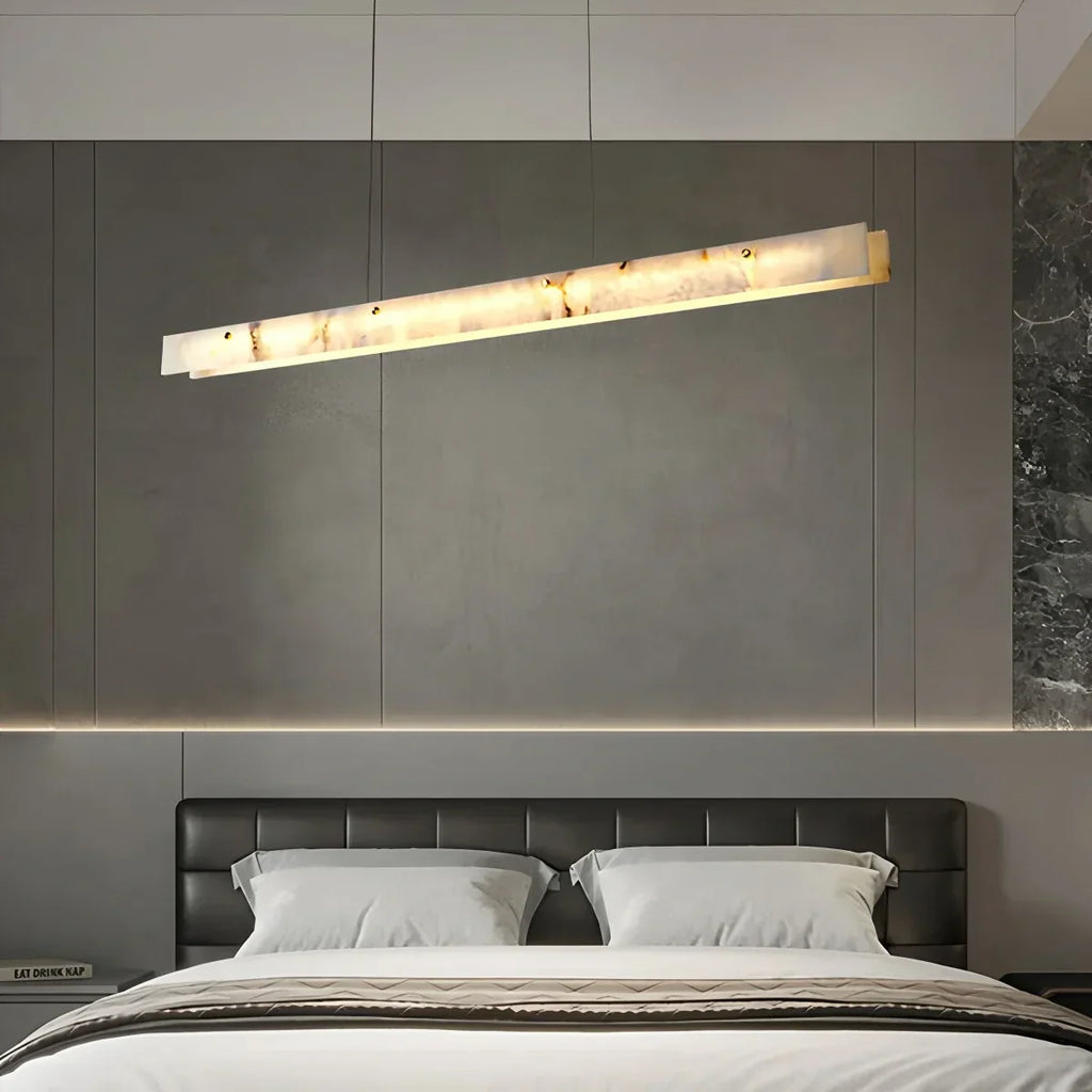 Modern Minimalist Linear Spanish Alabaster Pendant Light | Desfino