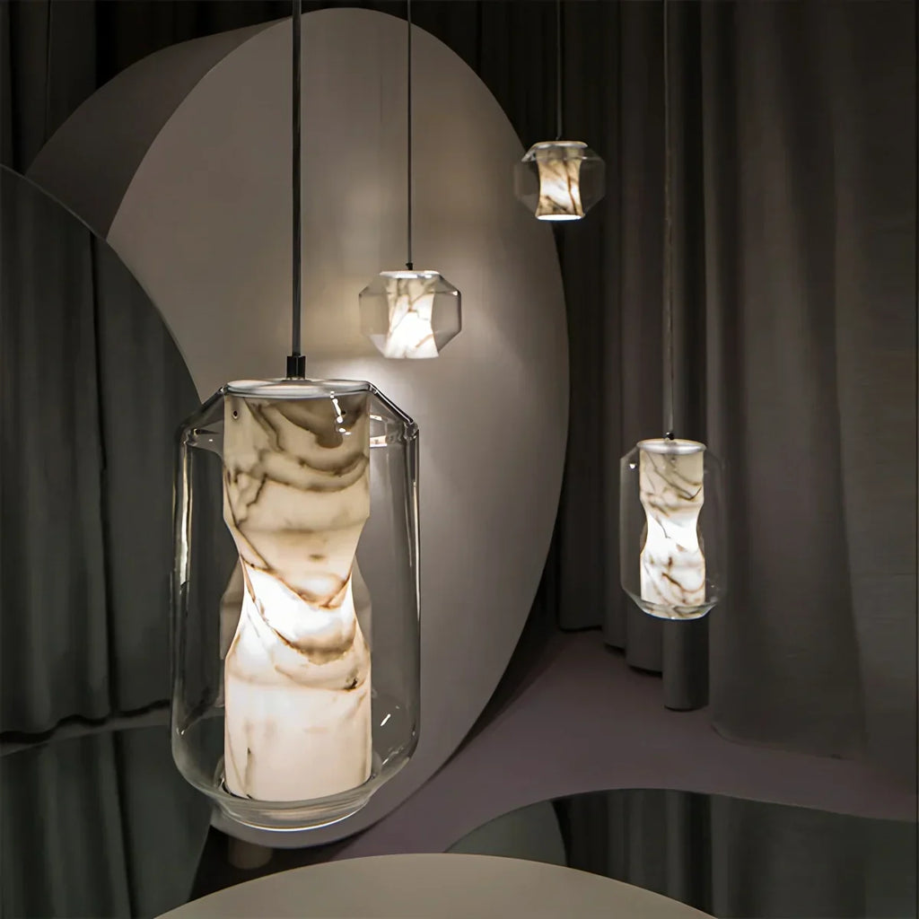 Moderne Pendelleuchte aus Alabasterglas für das Schlafzimmer | Desfino