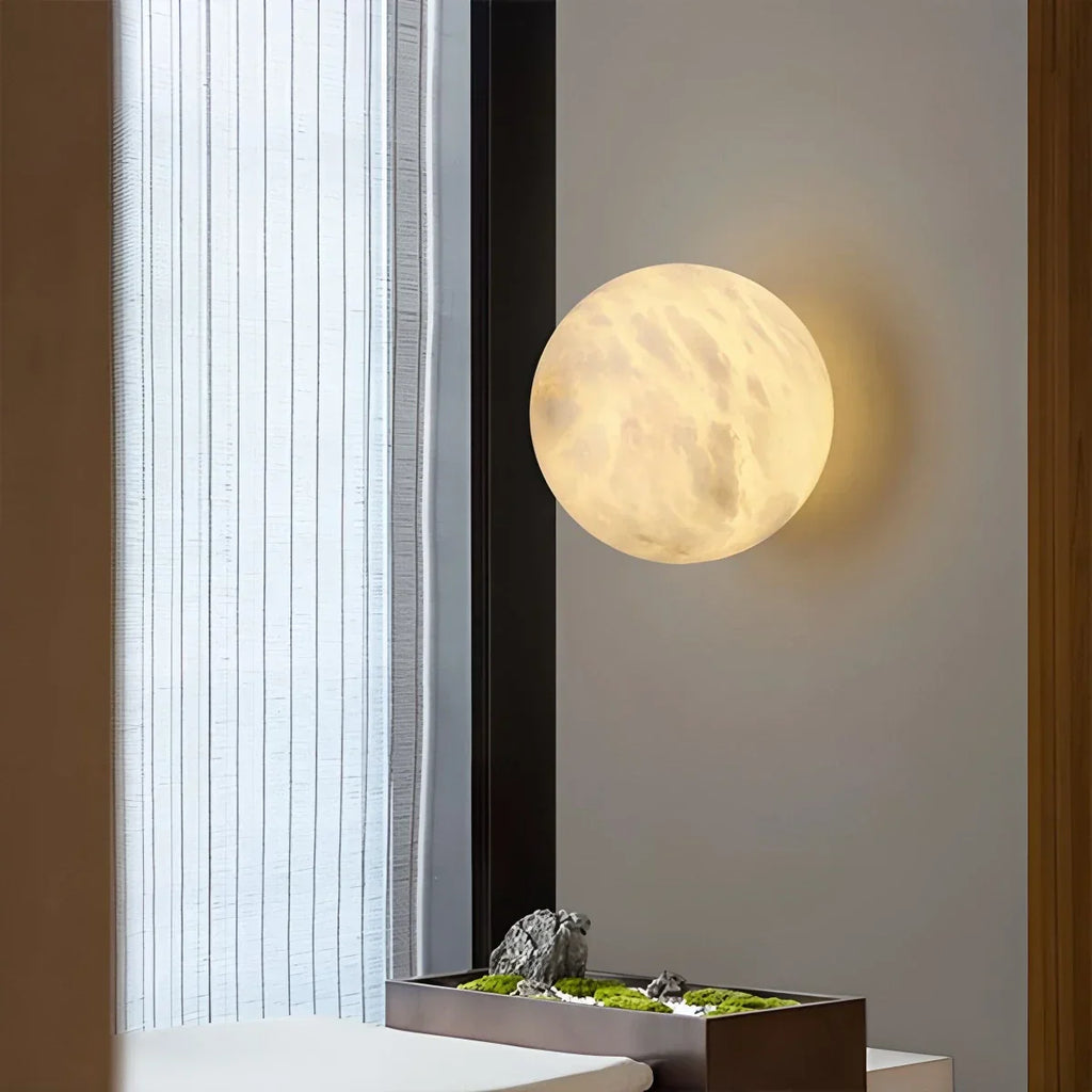 Modern Spherical Spanish Alabaster Wall Sconce | Desfino