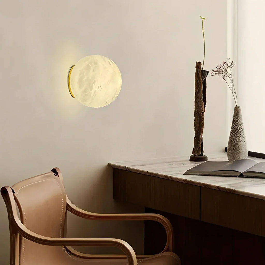 Modern Spherical Spanish Alabaster Wall Sconce | Desfino