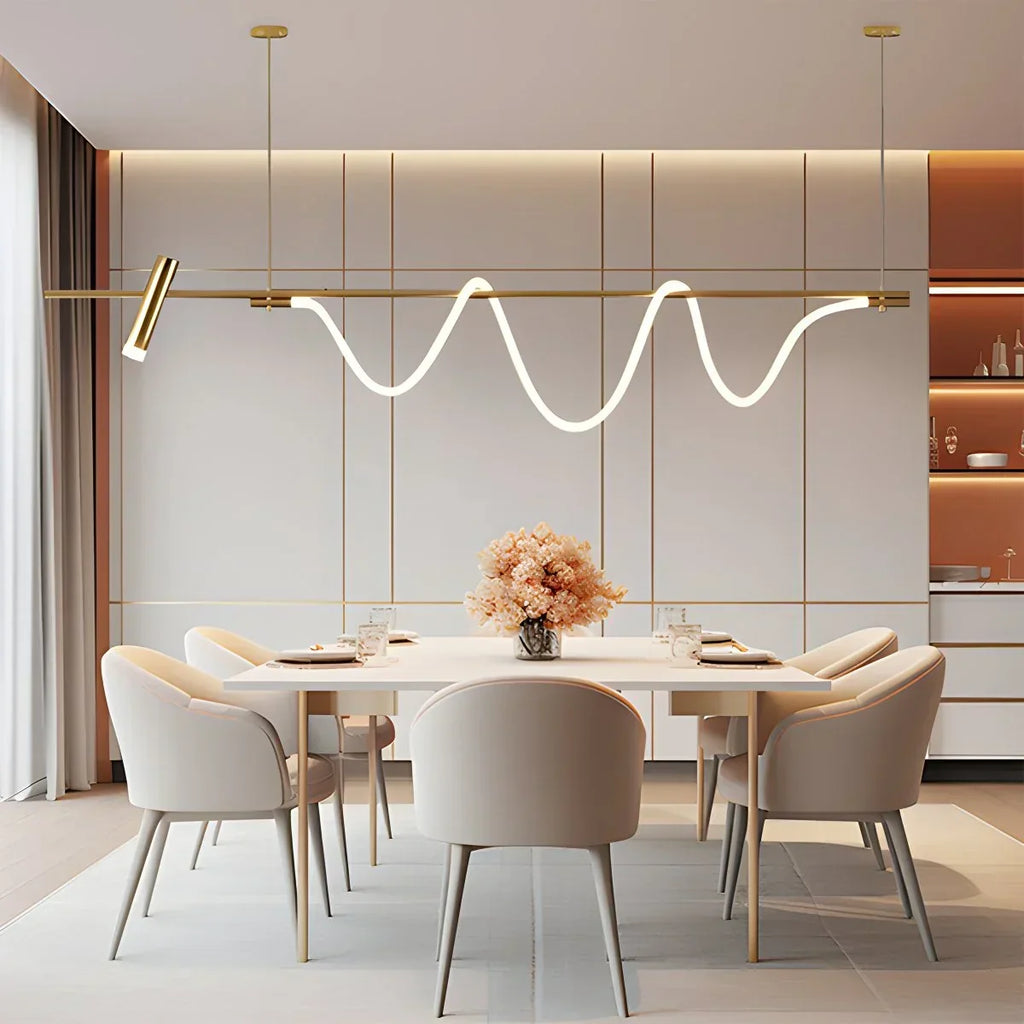 Moderne lange Pendelleuchte mit Spotlights | Desfino