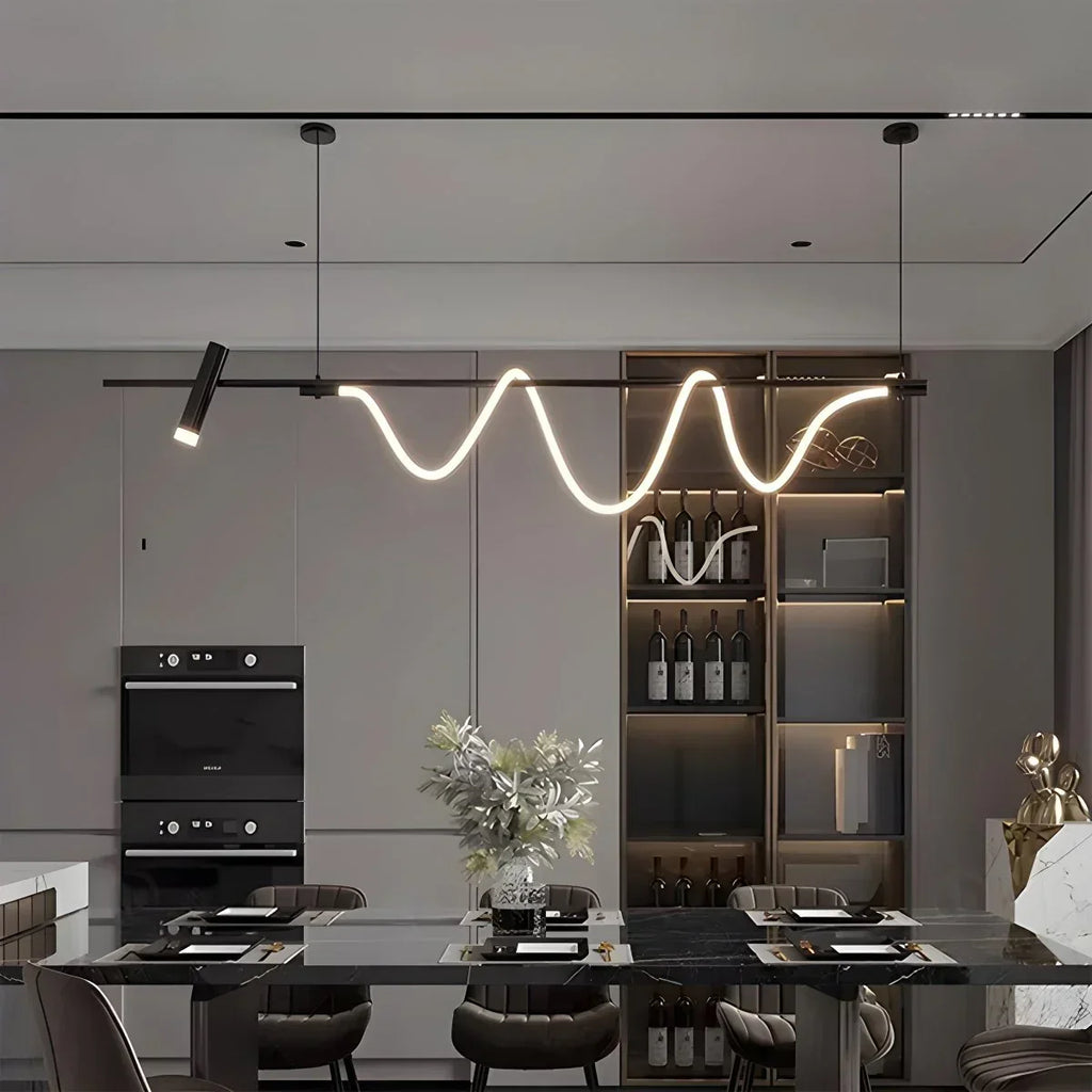 Moderne lange Pendelleuchte mit Spotlights | Desfino