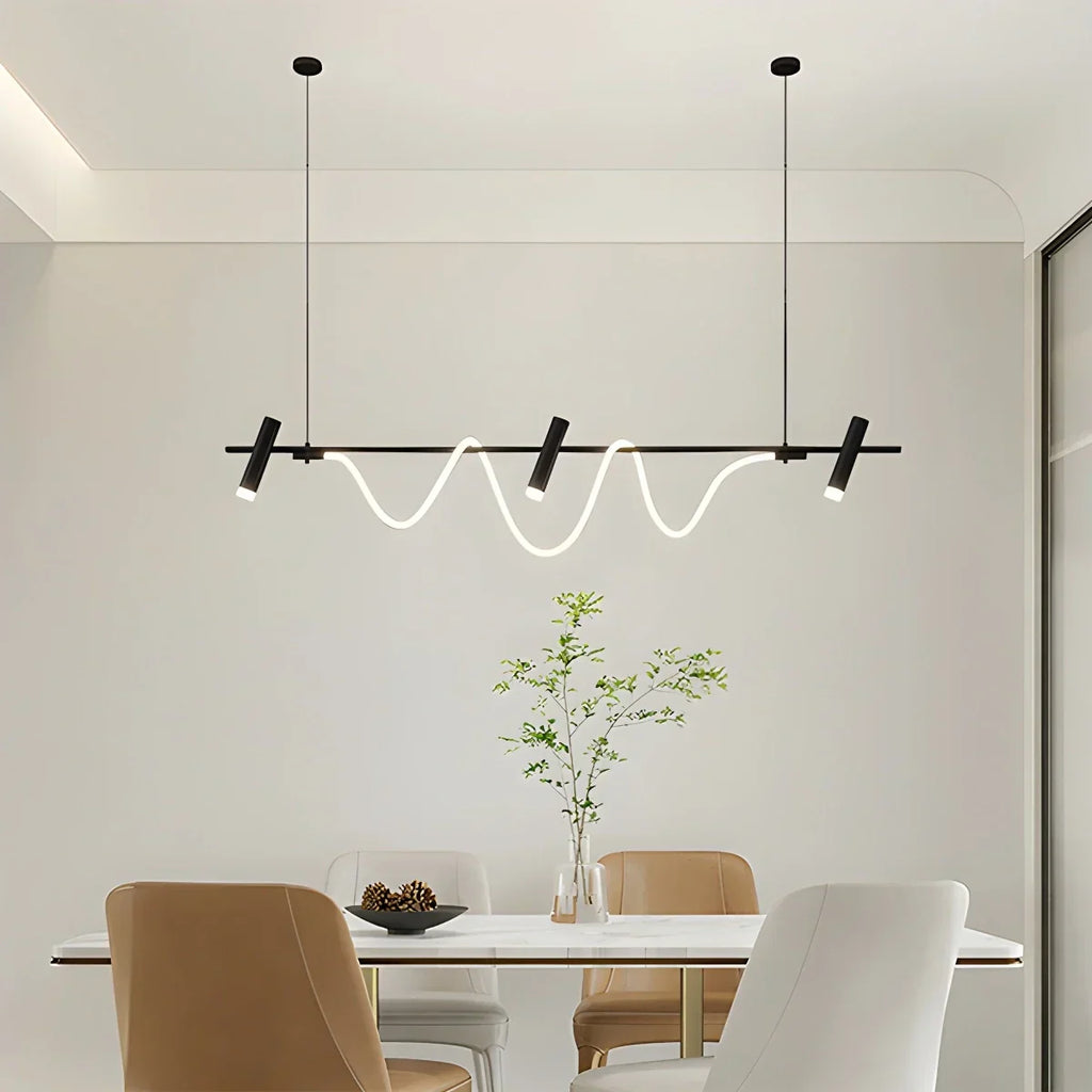 Moderne lange Pendelleuchte mit Spotlights | Desfino