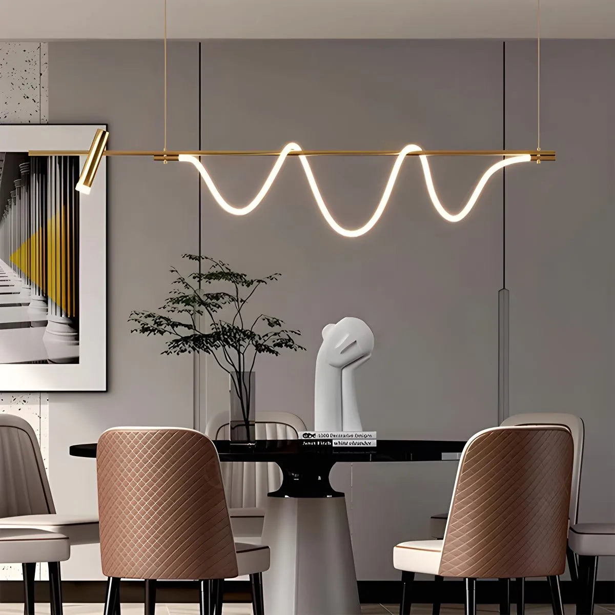 Moderne lange Pendelleuchte mit Spotlights | Desfino