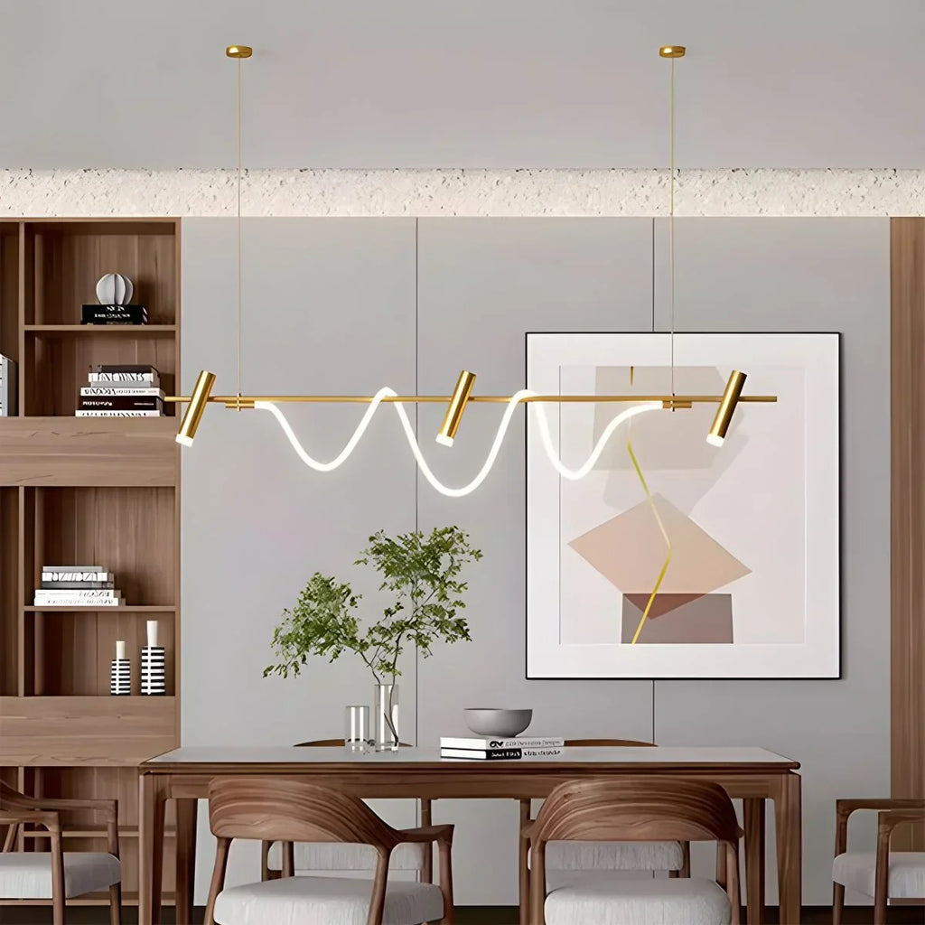 Moderne lange Pendelleuchte mit Spotlights | Desfino
