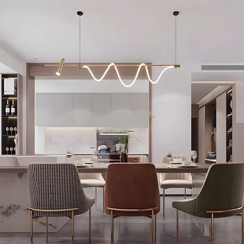 Moderne lange Pendelleuchte mit Spotlights | Desfino