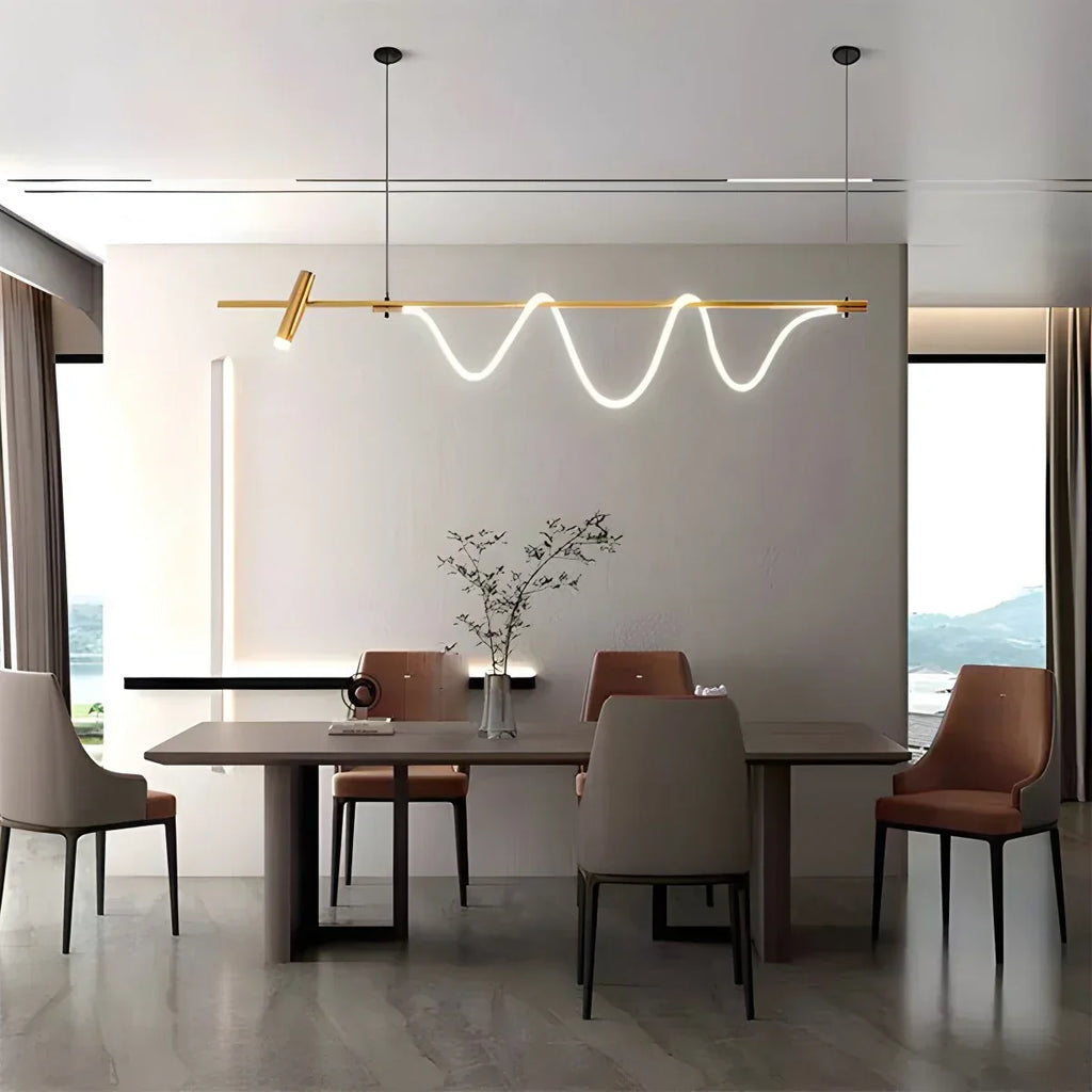 Moderne lange Pendelleuchte mit Spotlights | Desfino