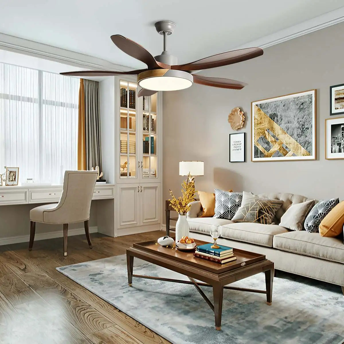 Nordic Living Room Ceiling Fan with Light | Desfino